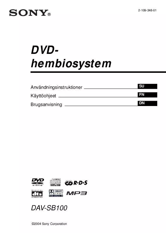 Mode d'emploi SONY DAV-SB100