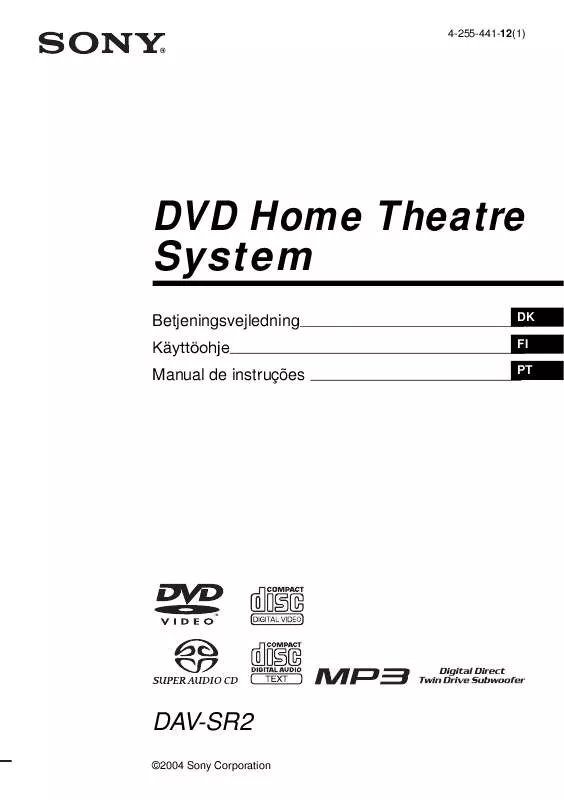 Mode d'emploi SONY DAV-SR2