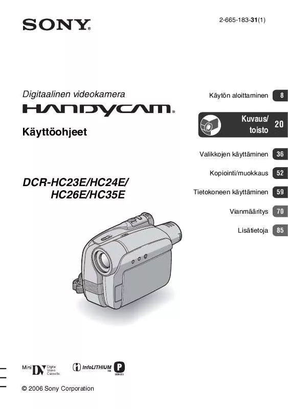 Mode d'emploi SONY DCR-HC23E