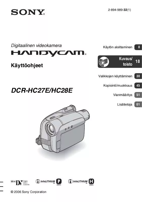 Mode d'emploi SONY DCR-HC28E