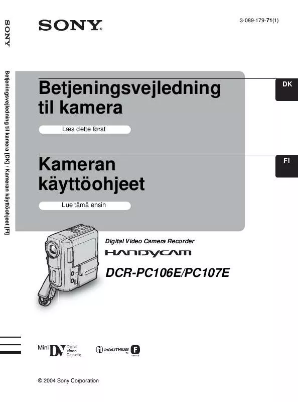 Mode d'emploi SONY DCR-PC106E