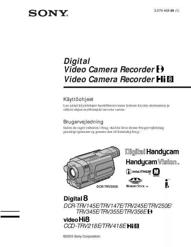 Mode d'emploi SONY DCR-TRV147E