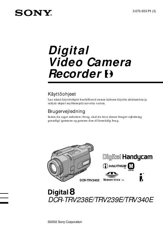 Mode d'emploi SONY DCR-TRV238E