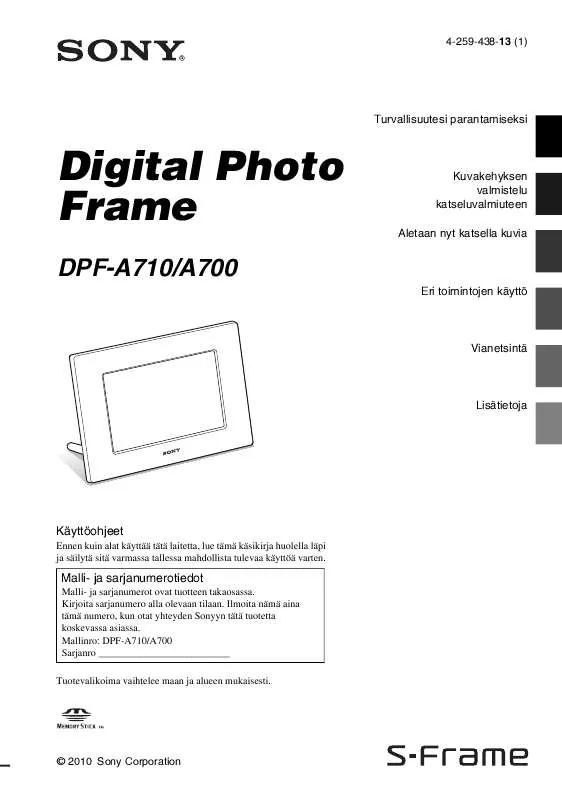 Mode d'emploi SONY DPF-A710