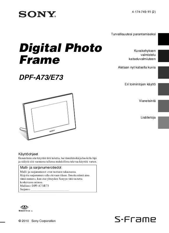 Mode d'emploi SONY DPF-A73