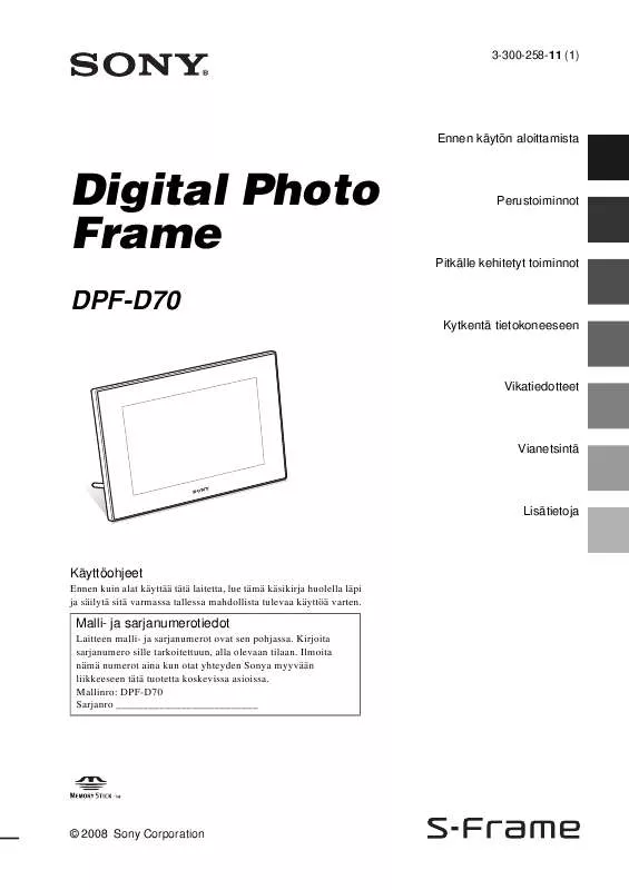 Mode d'emploi SONY DPF-D70