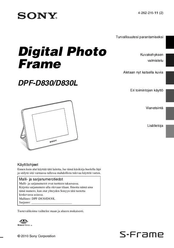 Mode d'emploi SONY DPF-D830L