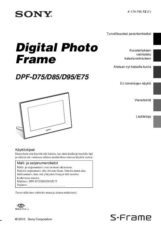 Mode d'emploi SONY DPF-D85