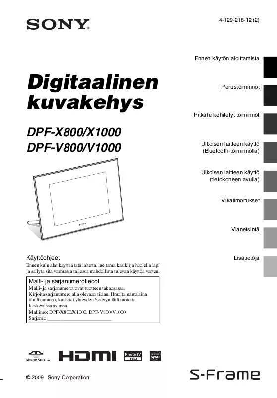 Mode d'emploi SONY DPF-V1000N