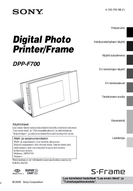 Mode d'emploi SONY DPP-F700