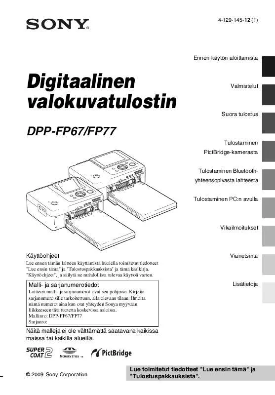 Mode d'emploi SONY DPP-FP67