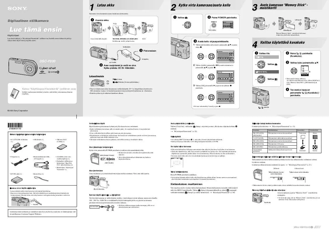 Mode d'emploi SONY CYBER-SHOT DSC-P200