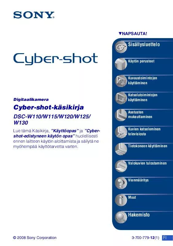 Mode d'emploi SONY CYBER-SHOT DSC-W115