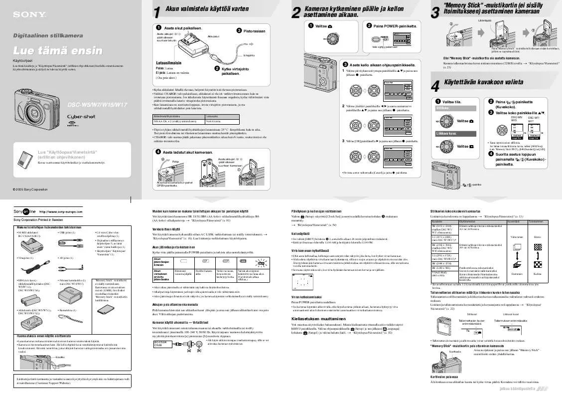 Mode d'emploi SONY CYBER-SHOT DSC-W15