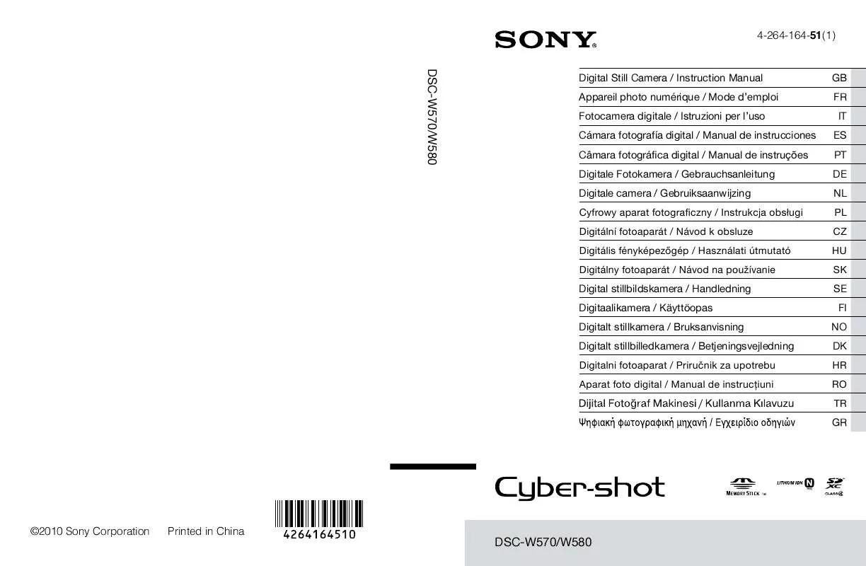 Mode d'emploi SONY CYBER-SHOT DSC-W580