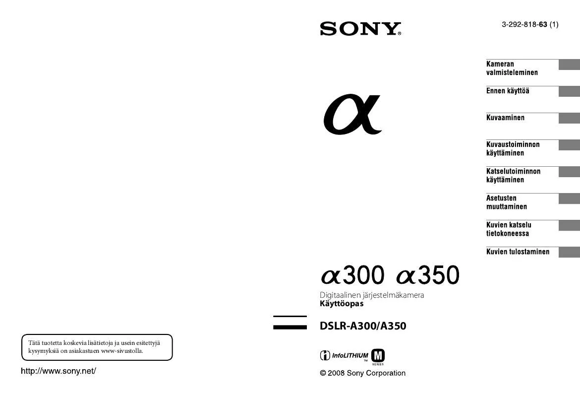 Mode d'emploi SONY DSLR-A350