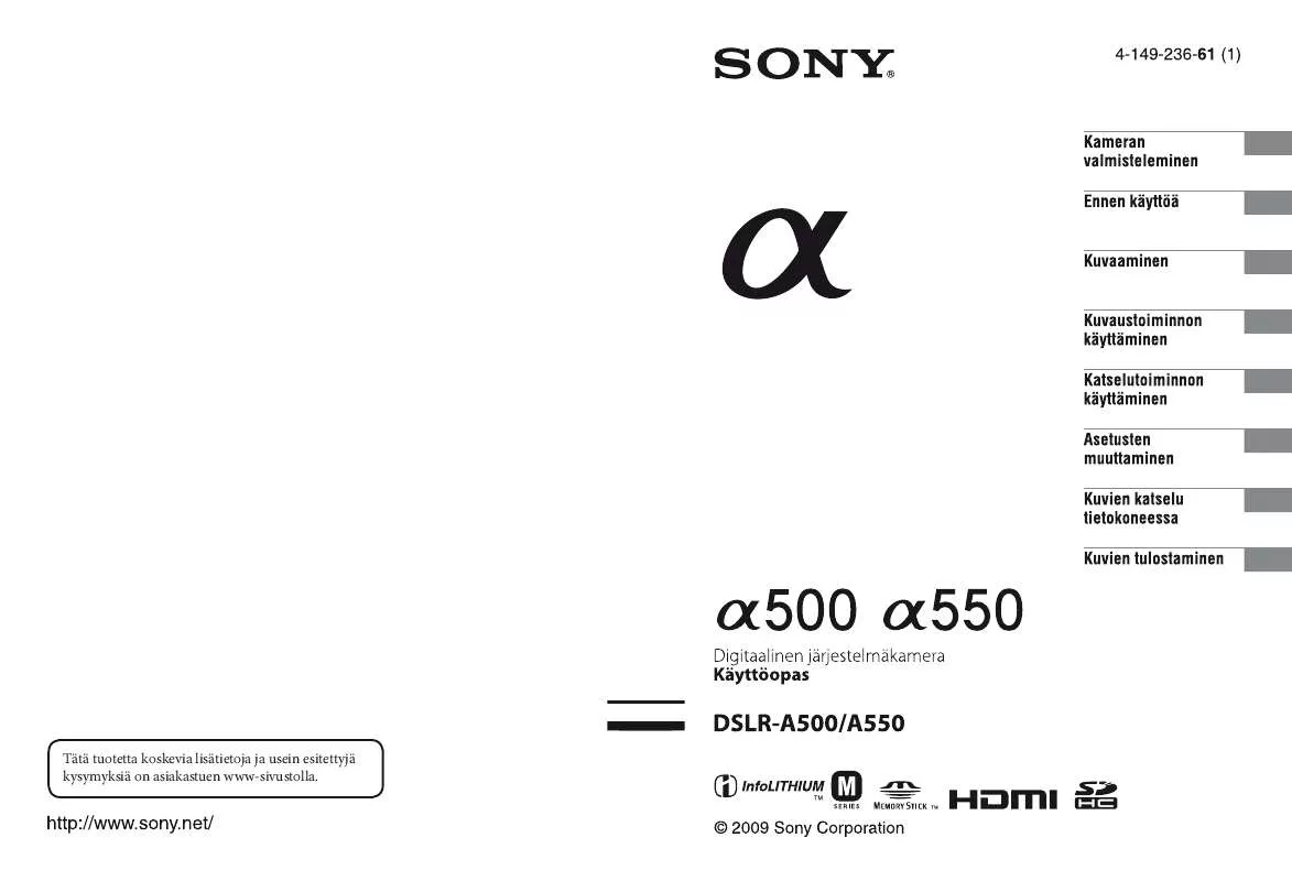 Mode d'emploi SONY DSLR-A550