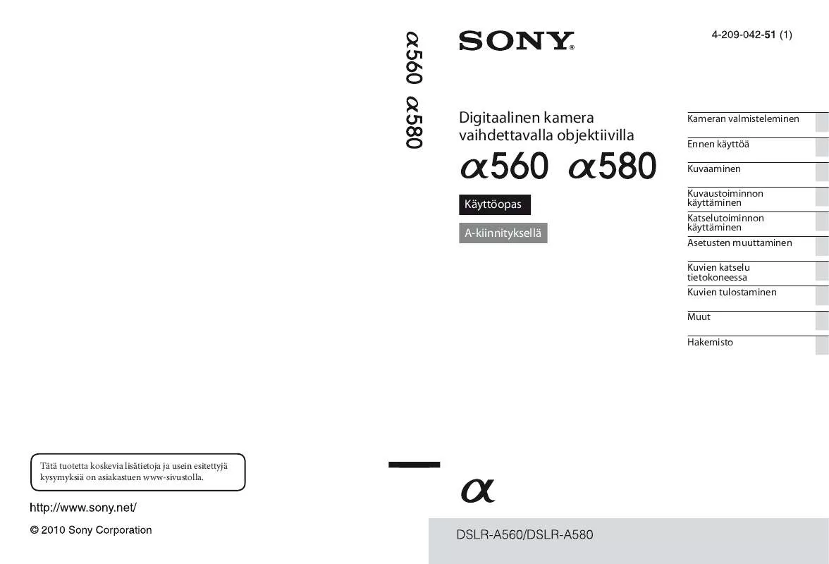 Mode d'emploi SONY DSLR-A580