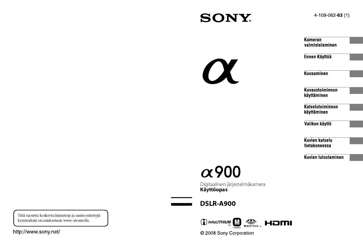 Mode d'emploi SONY DSLR-A900