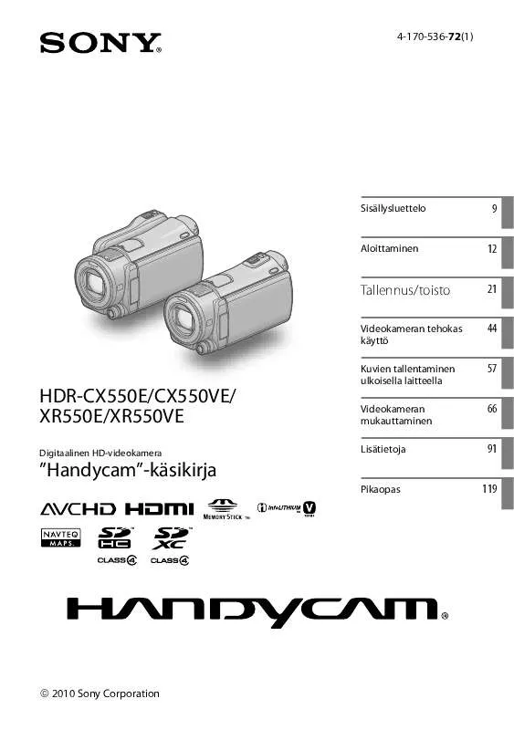 Mode d'emploi SONY HDR-CX550E