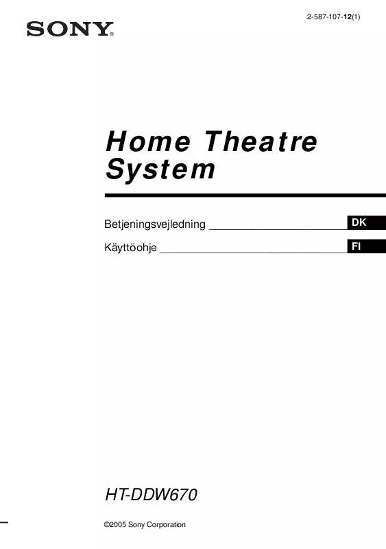 Mode d'emploi SONY HT-DDW670