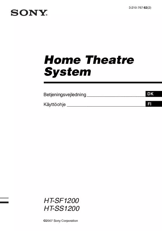 Mode d'emploi SONY HT-SF1200