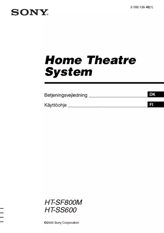 Mode d'emploi SONY HT-SF800M