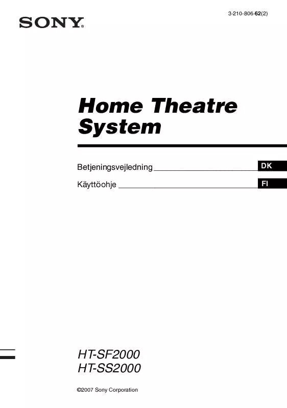 Mode d'emploi SONY HT-SS2000