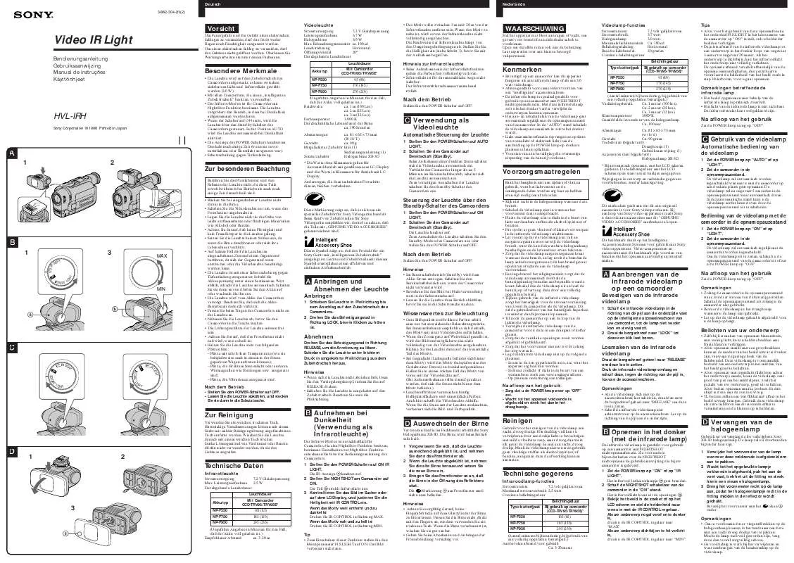 Mode d'emploi SONY HVL-IRH