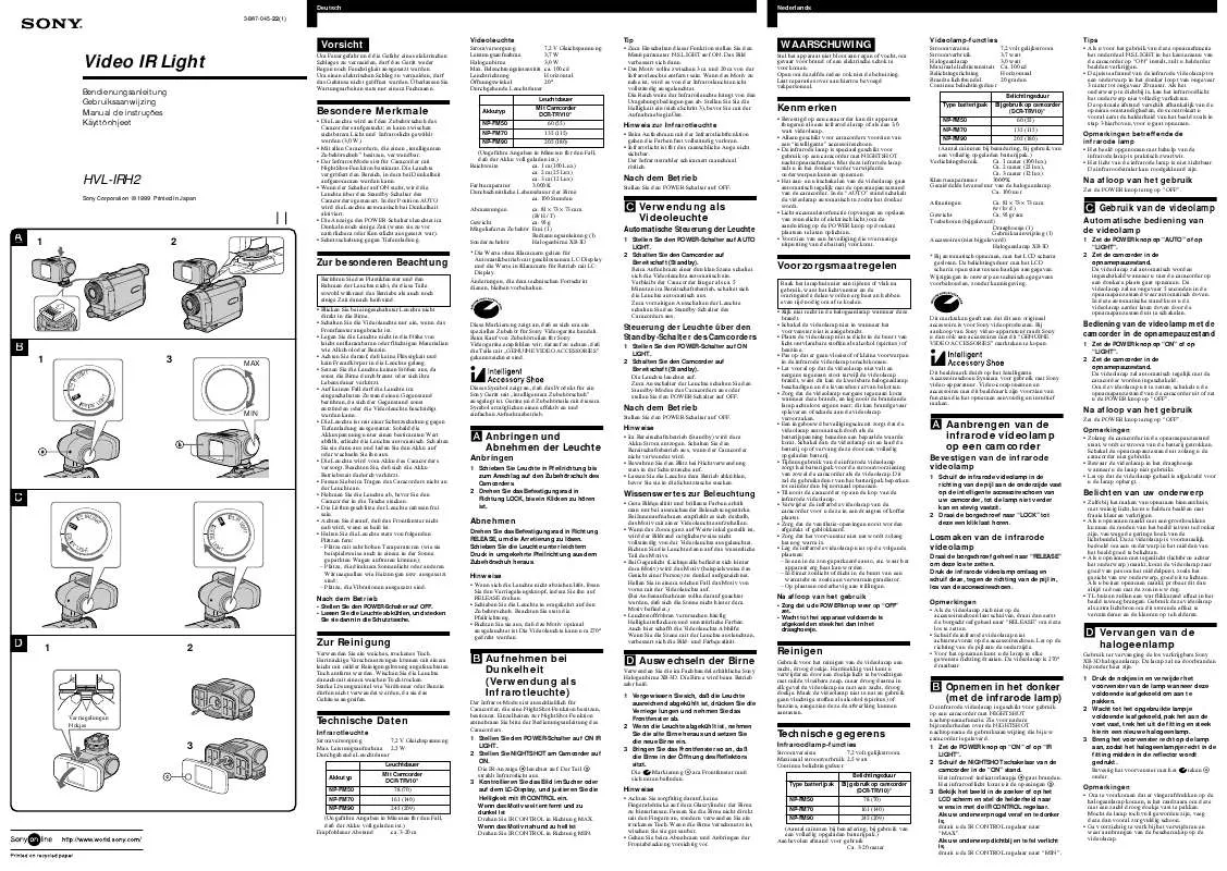 Mode d'emploi SONY HVL-IRH2