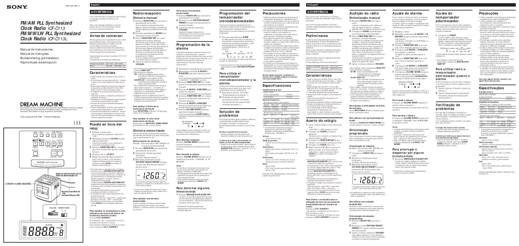 Mode d'emploi SONY ICF-C113L