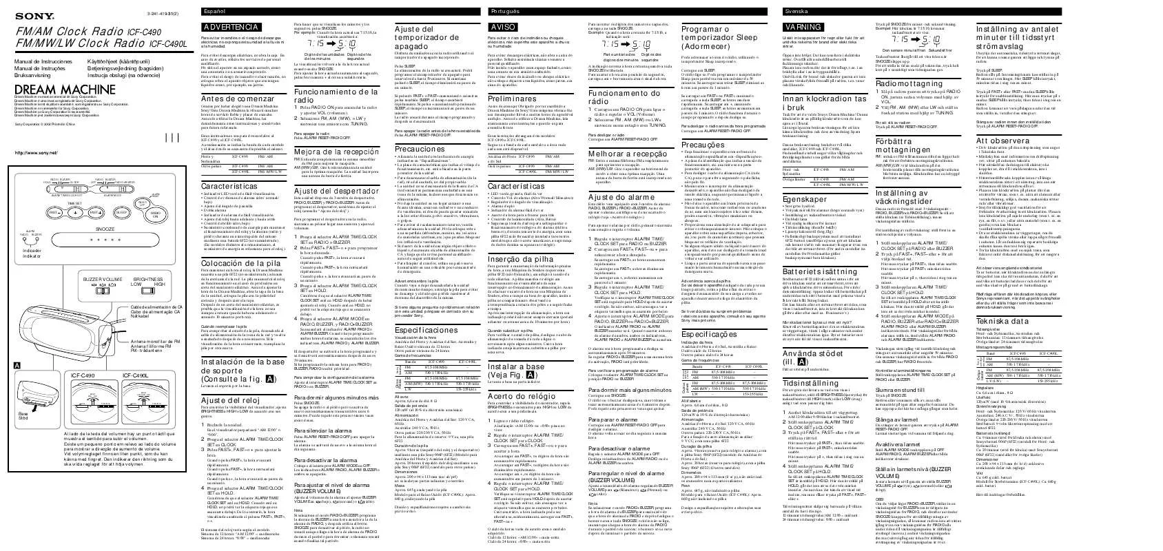 Mode d'emploi SONY ICF-C490L