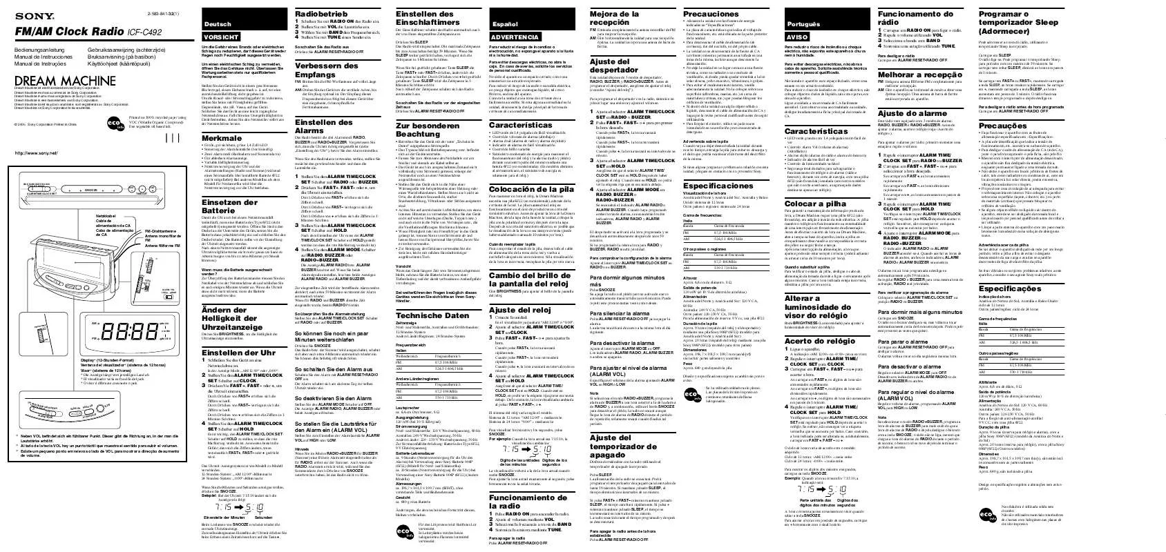 Mode d'emploi SONY ICF-C492