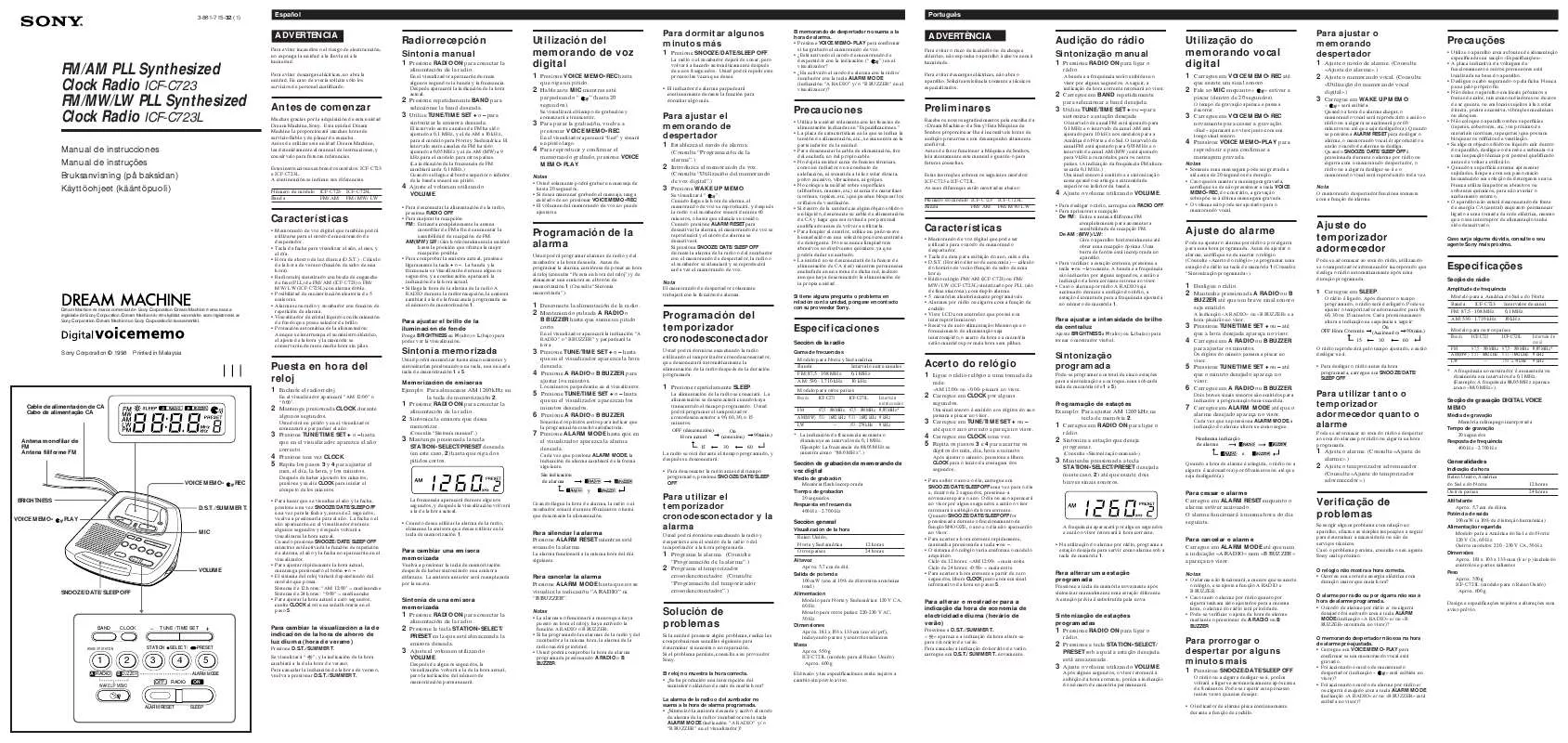 Mode d'emploi SONY ICF-C723