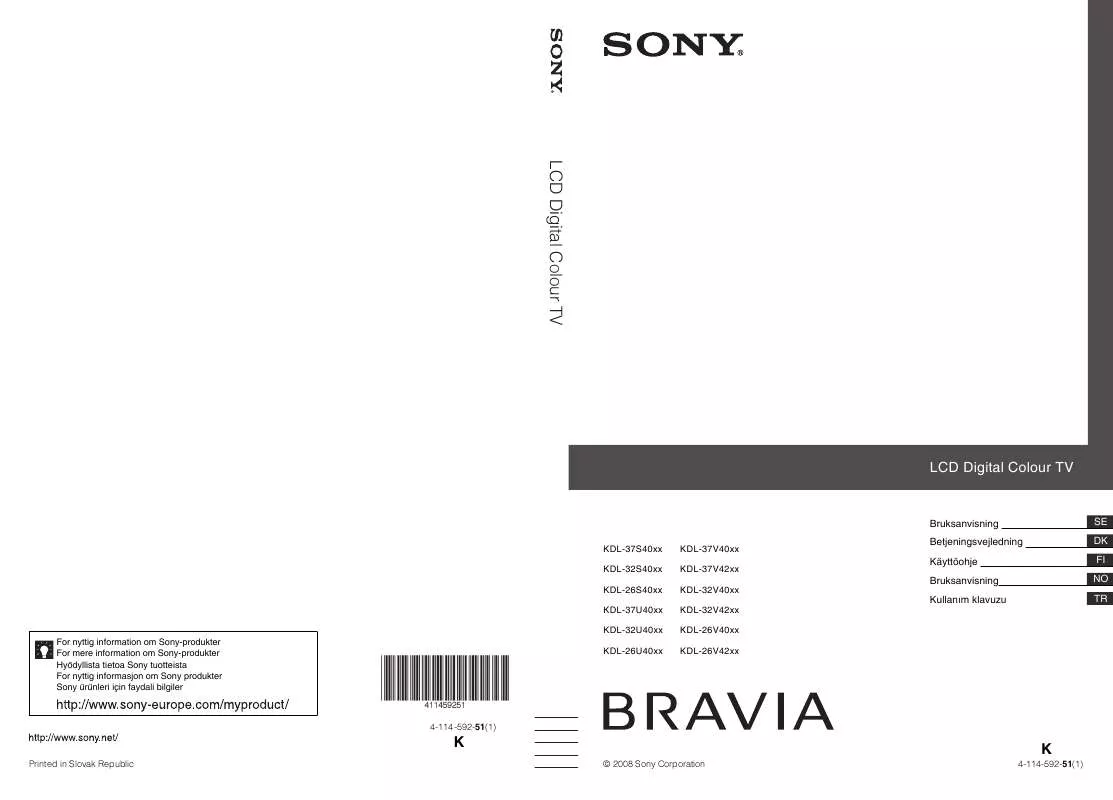 Mode d'emploi SONY KDL-26S4000