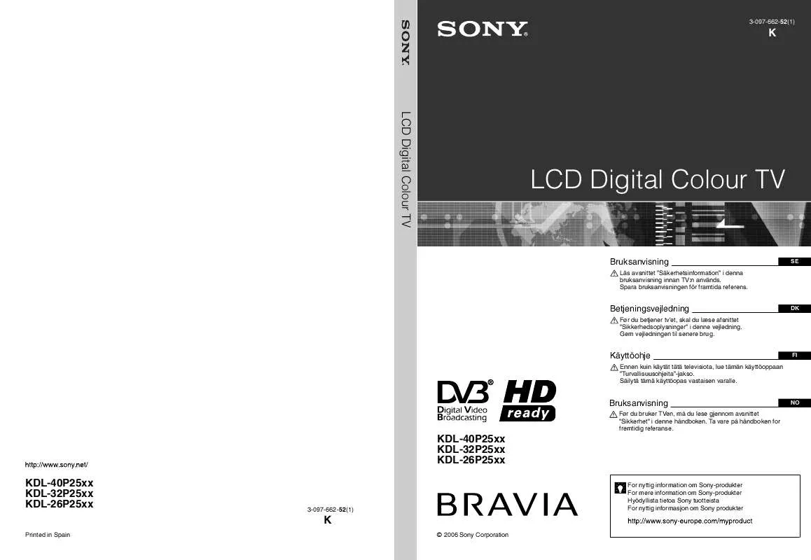 Mode d'emploi SONY KDL-32P2520