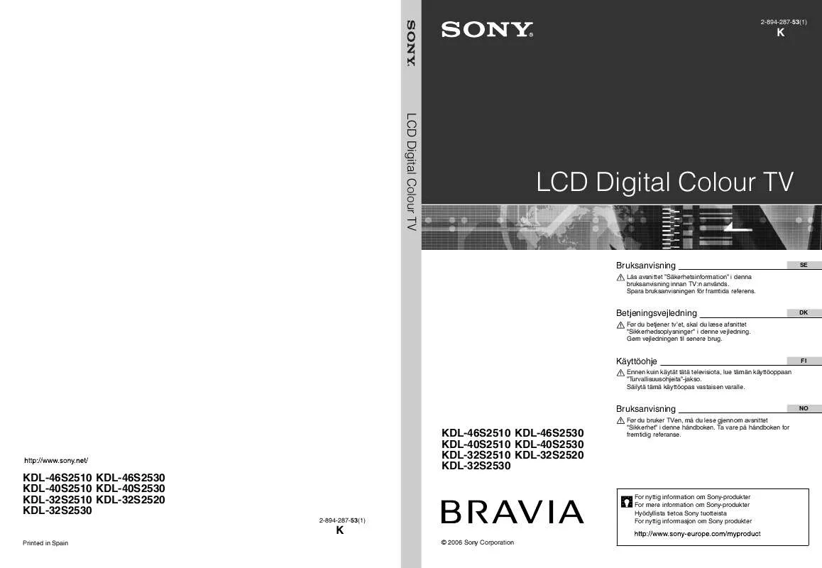 Mode d'emploi SONY KDL-40S2510