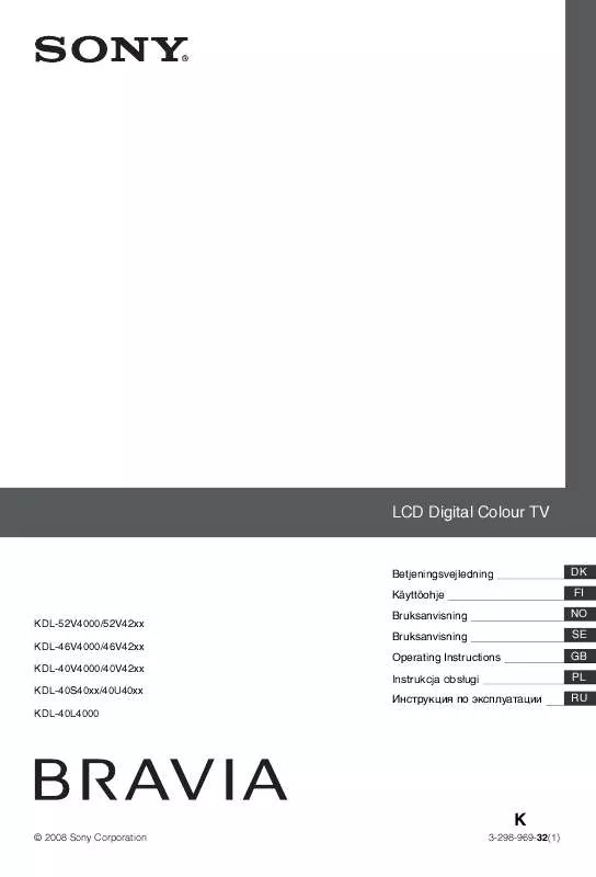 Mode d'emploi SONY KDL-40V4200