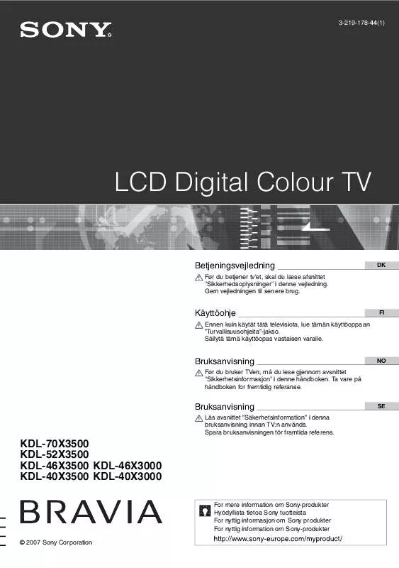 Mode d'emploi SONY KDL-40X3000