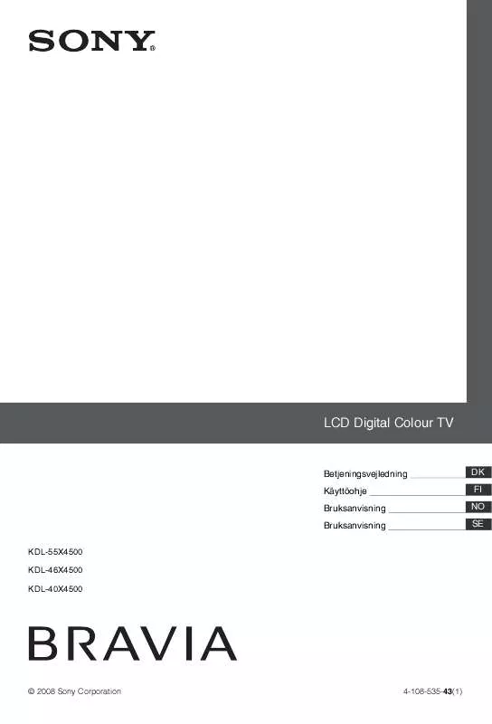 Mode d'emploi SONY KDL-46X4500