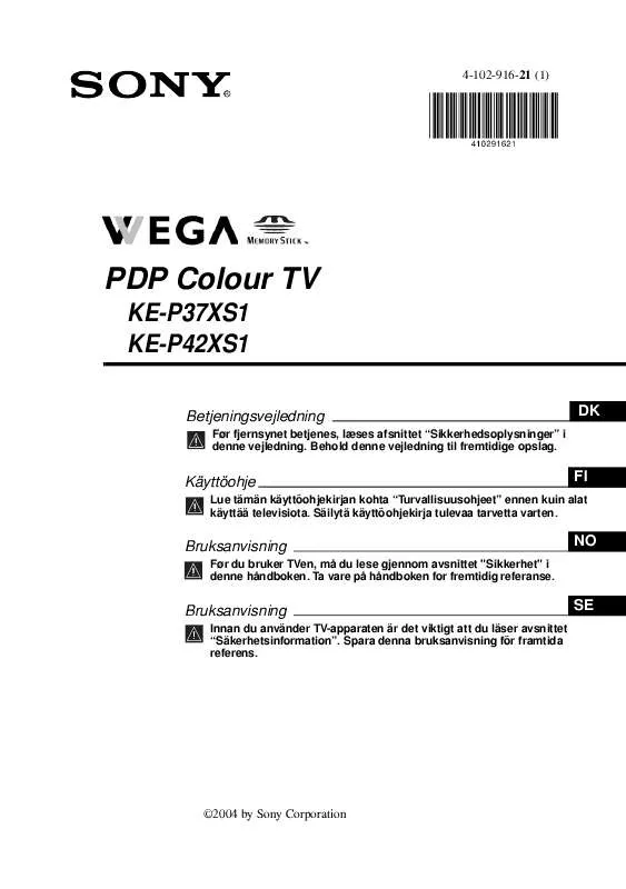 Mode d'emploi SONY KE-P42XS1