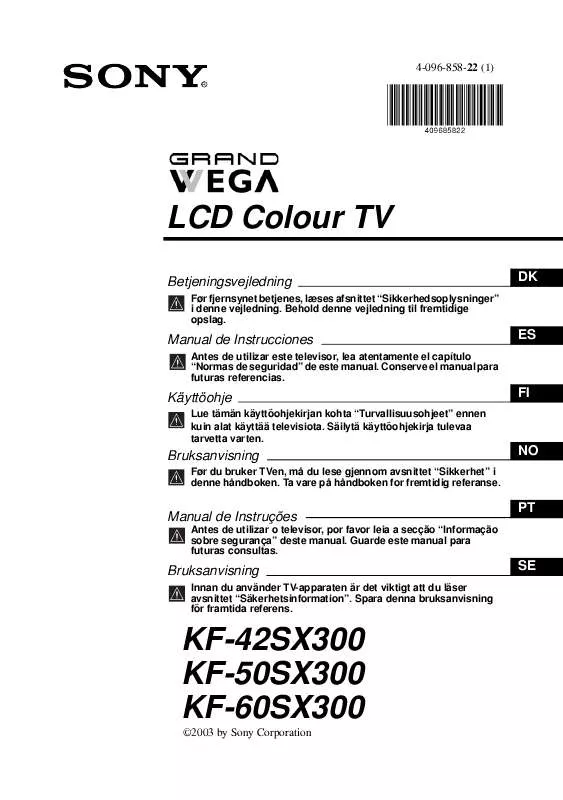 Mode d'emploi SONY KF-42SX300