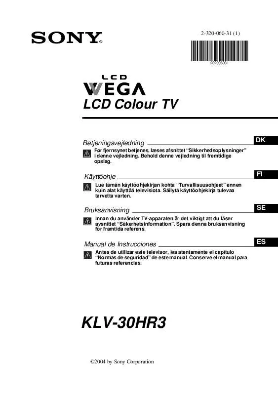 Mode d'emploi SONY KLV-30HR3