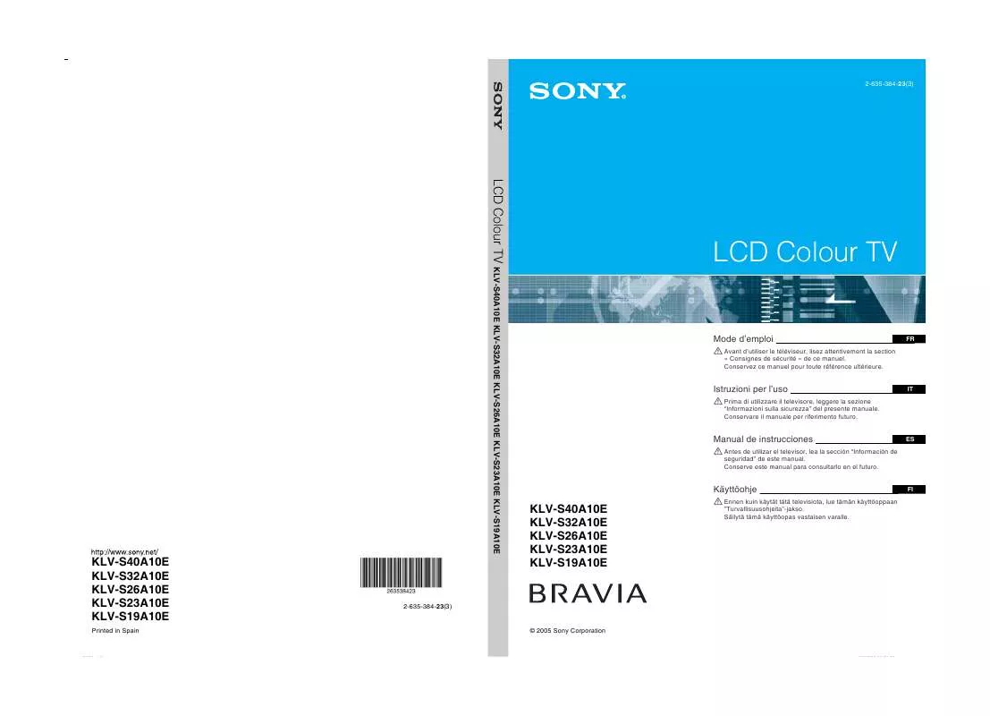 Mode d'emploi SONY KLV-S23A10E