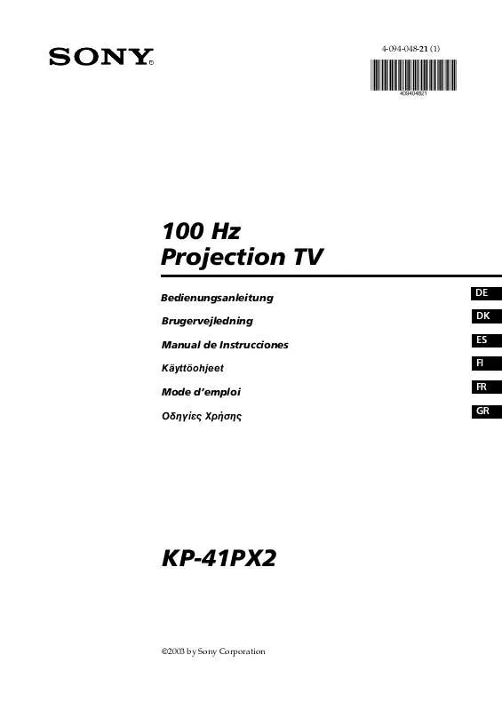 Mode d'emploi SONY KP-41PX2