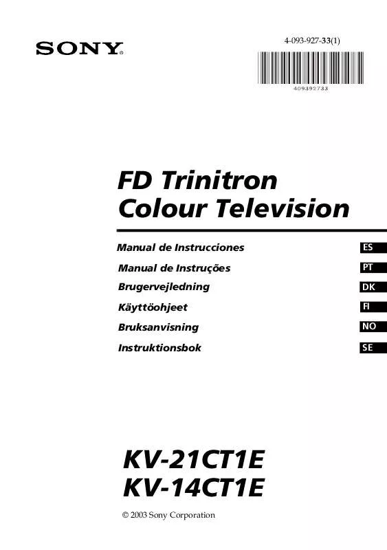 Mode d'emploi SONY KV-14CT1E