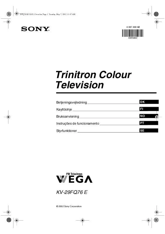 Mode d'emploi SONY KV-29FQ76E