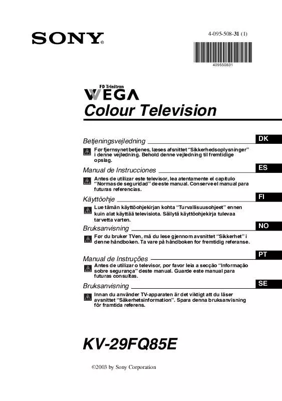 Mode d'emploi SONY KV-29FQ85E