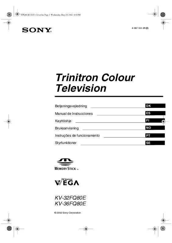 Mode d'emploi SONY KV-32FQ80E