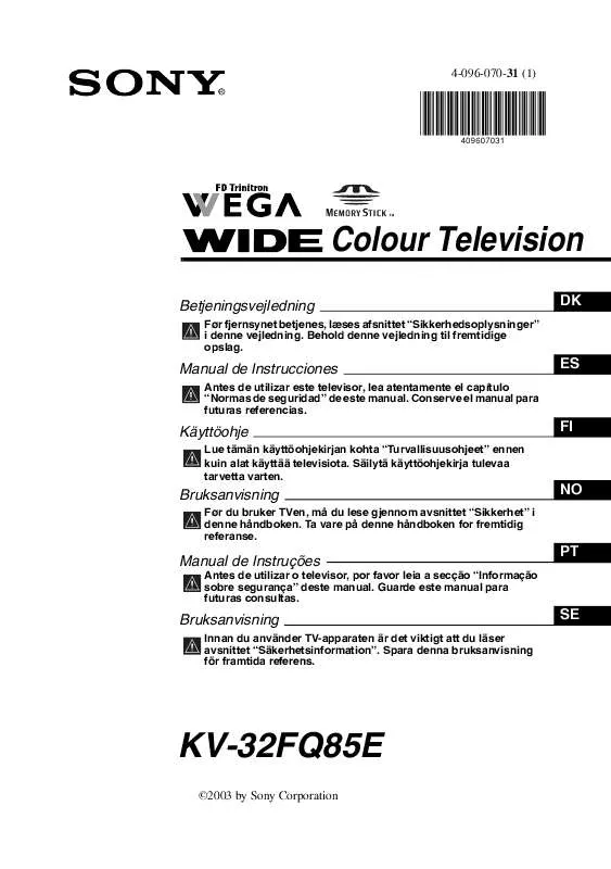 Mode d'emploi SONY KV-32FQ85E